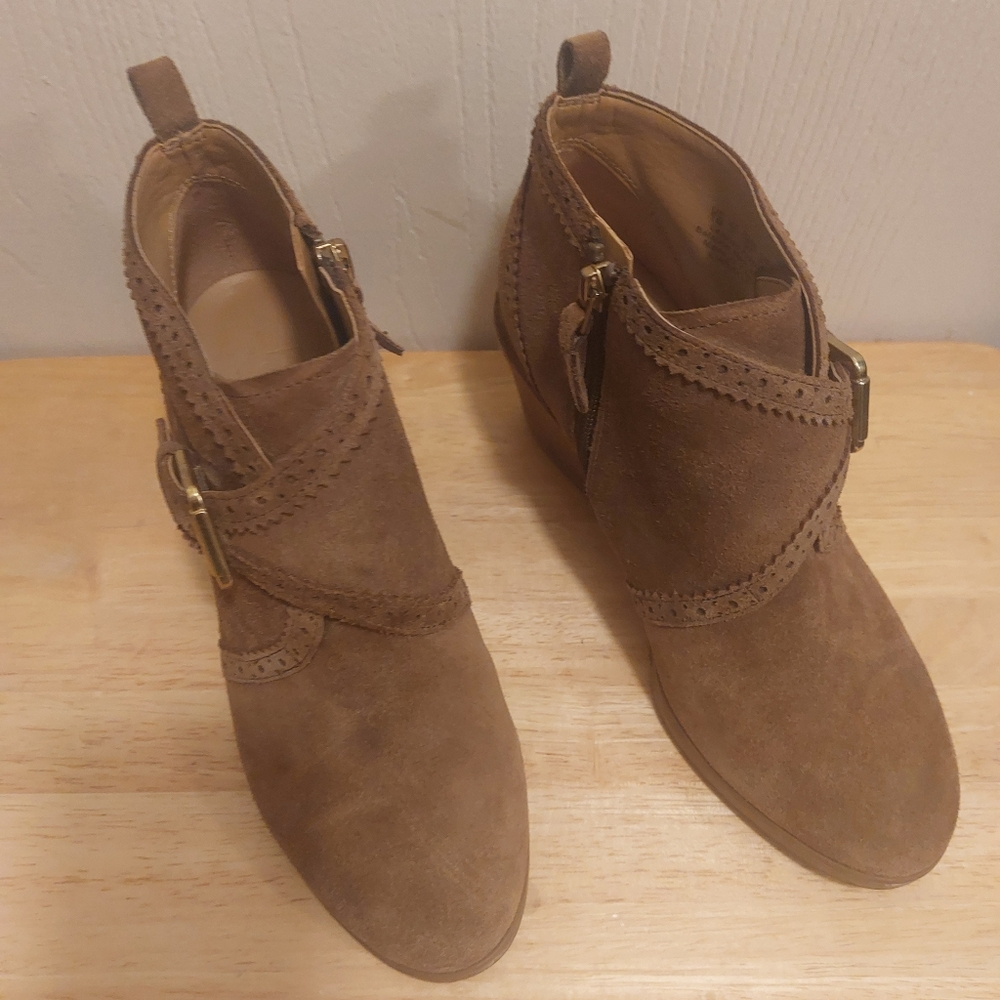 Women's Franco Sarto "L-Arielle" Tan Heels Ankle Booties Size 7M